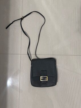 Fendi Black Crossbody Bag with Gold Buckle Accent